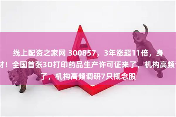 线上配资之家网 300857，3年涨超11倍，身兼多重热门题材！全国首张3D打印药品生产许可证来了，机构高频调研7只概念股